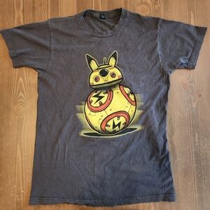 Pikachu Style Bb-8 Pokemon Star Wars Mashup Men's M Graphic Print T Shirt